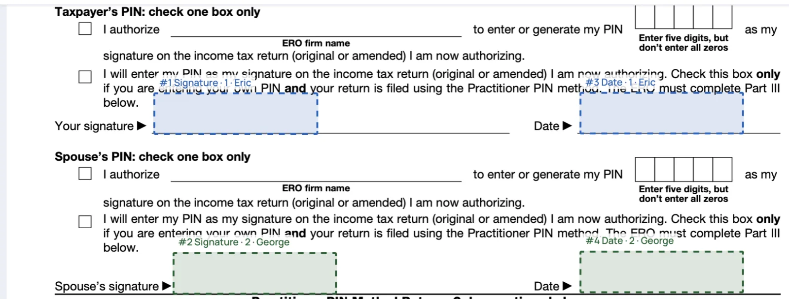 Placing signature and date fields for two signers on an existing PDF
