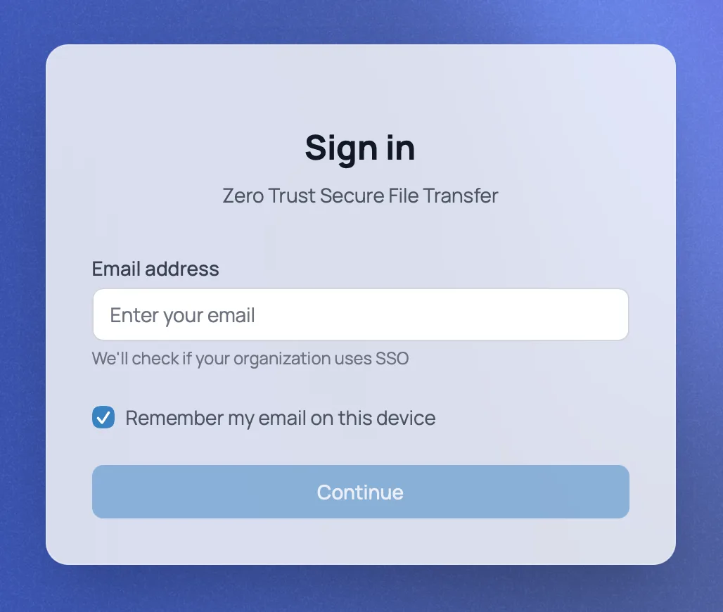 Sign-in card asking for the recipient’s email address